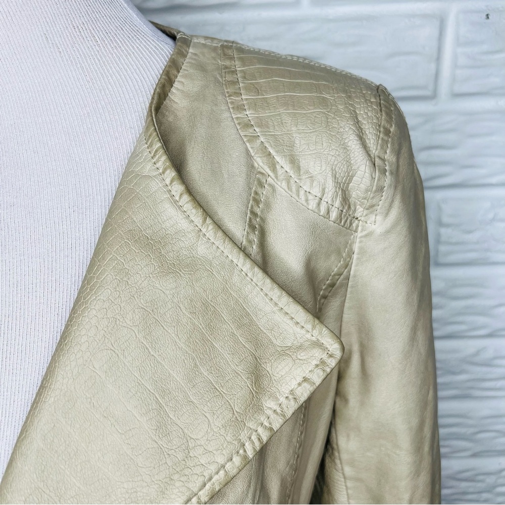 L’ATELIER Tan Vegan Faux Leather Moto Jacket Size M - Picture 6 of 11